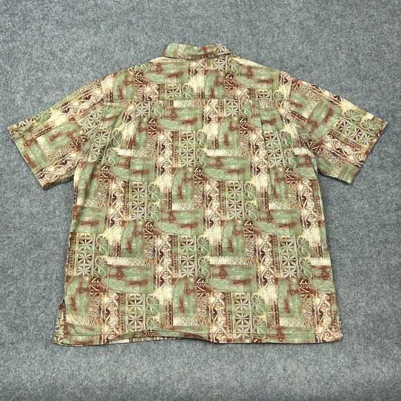 Weekender Shirt Mens Extra Large Brown Hawaiian Short Sleeve Button Up Camp VTG - Picture 7 of 12